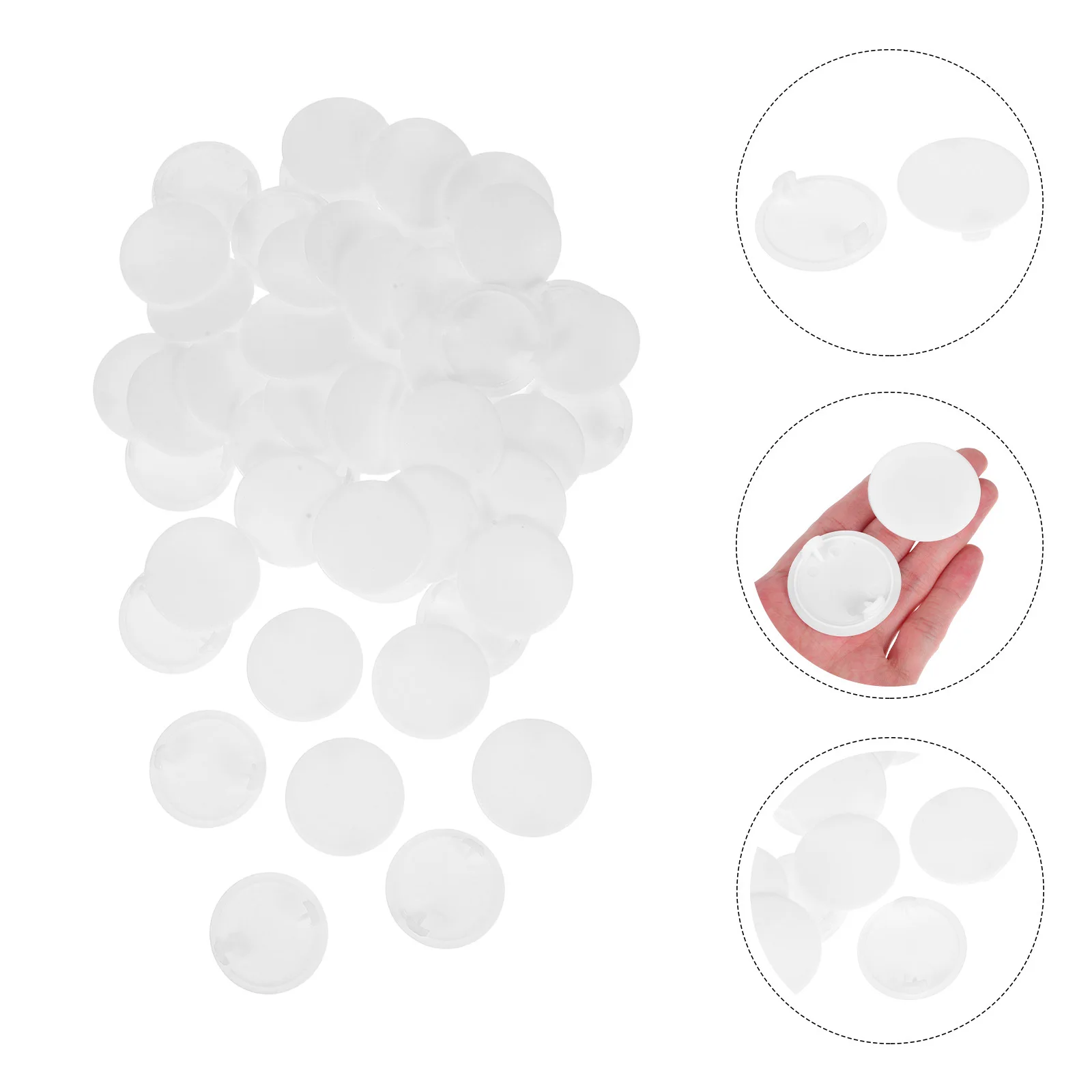 

50Pcs Plastic Hinge Hole Plugs White Flush Type Cover Caps for Cabinet Door Frame Screw Hole Concealment Snap-in Installation
