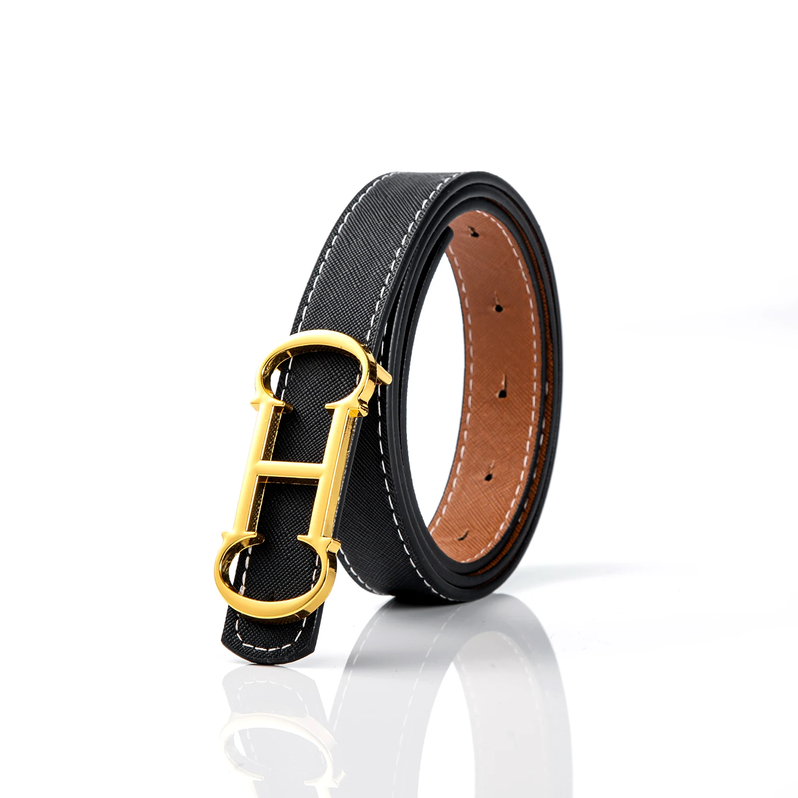 CHCH Double-sided Leather Belt women\'s Alloy New Luxury Design Fashion Jeans Decorative Women\'s Retro Decorative Belt