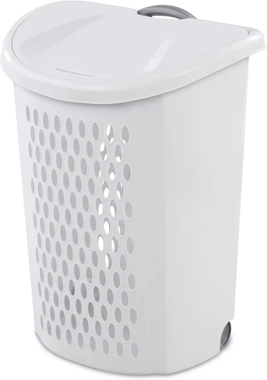 Sterilite Wheeled Laundry Hamper with Lid,Handle and Wheels for Easy Rolling of Clothes to and from Laundry Room,Plastic,of 3