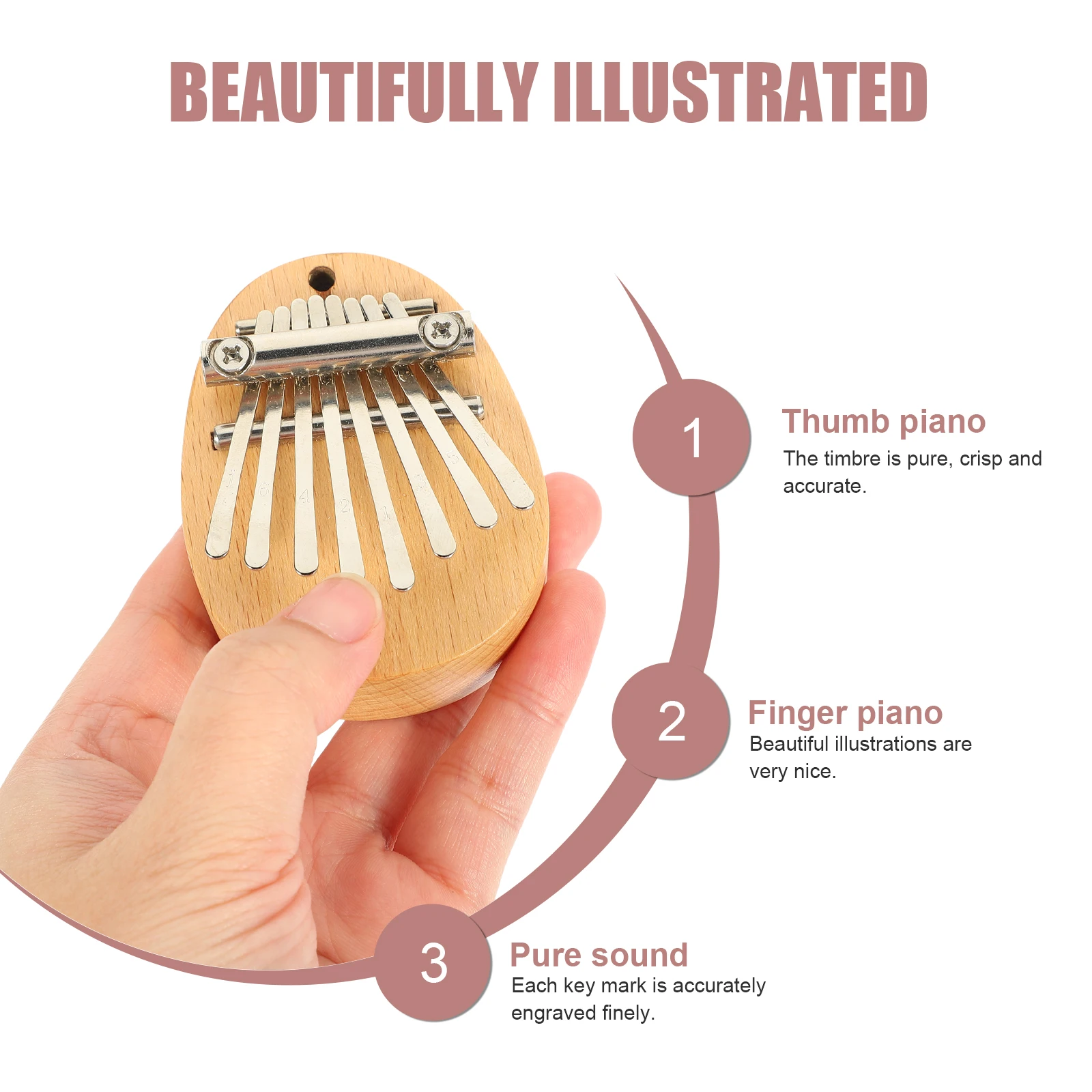 

Thumb Piano Small Kalimba Miniature for Beginners Delicate Finger Portable Pianio