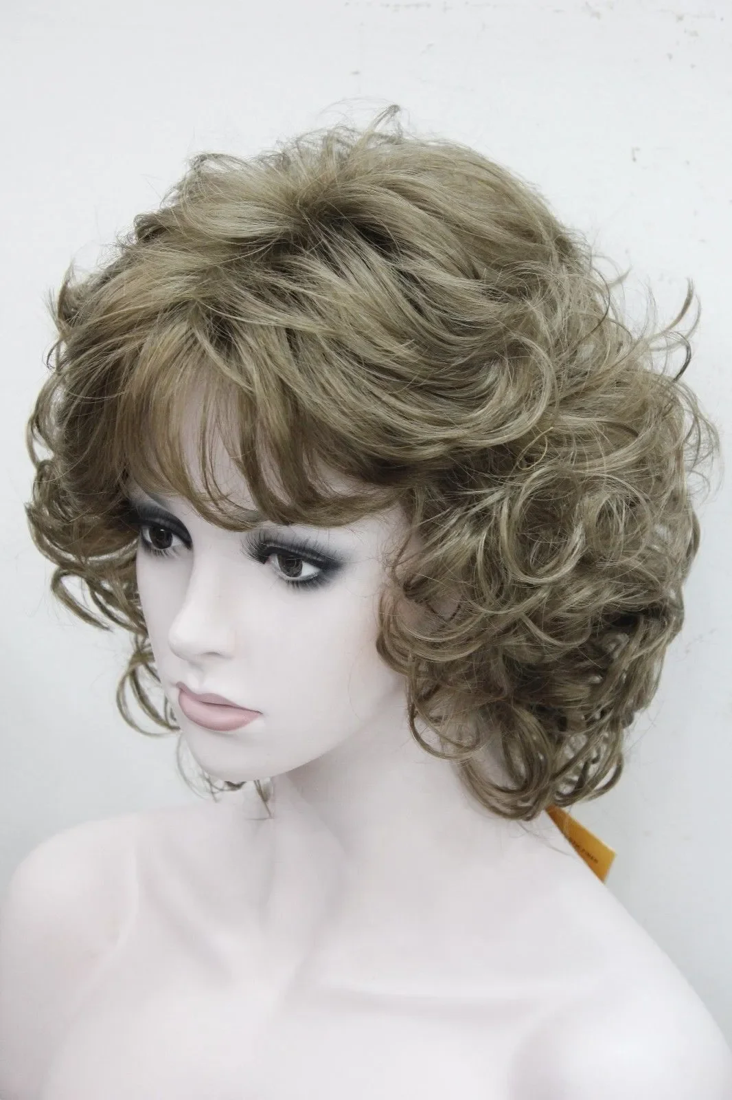 charming beautiful Best Light Golden Brown Short Curly Women ladies Wig