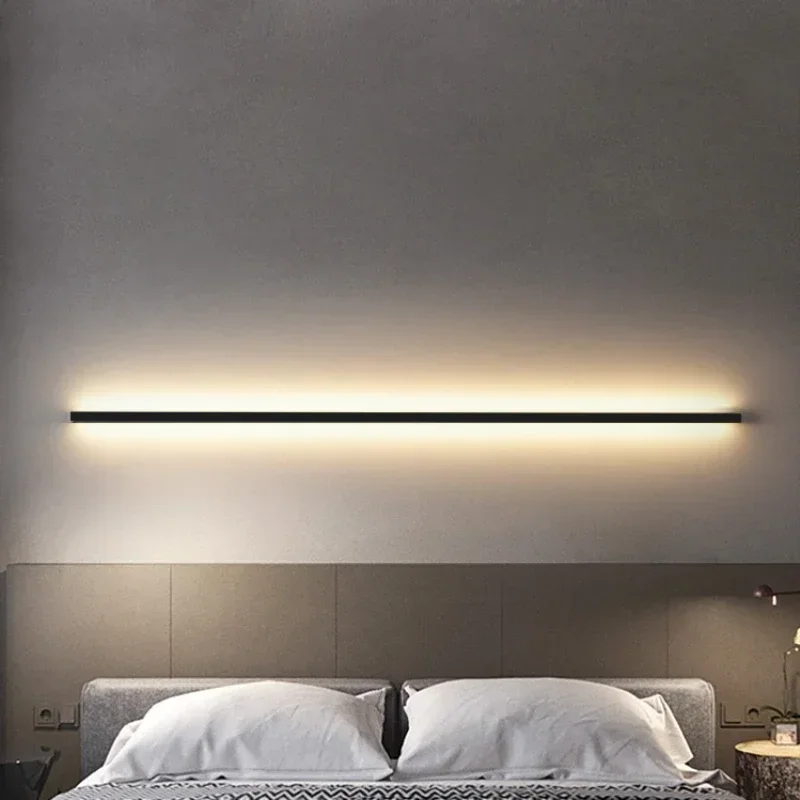 Modern 60/80/100/120cm LED Wall Lights Dimming Switch Bedroom Bedside Sconces Black Gold White Metal Parlor Aisle Bathroom Lamps