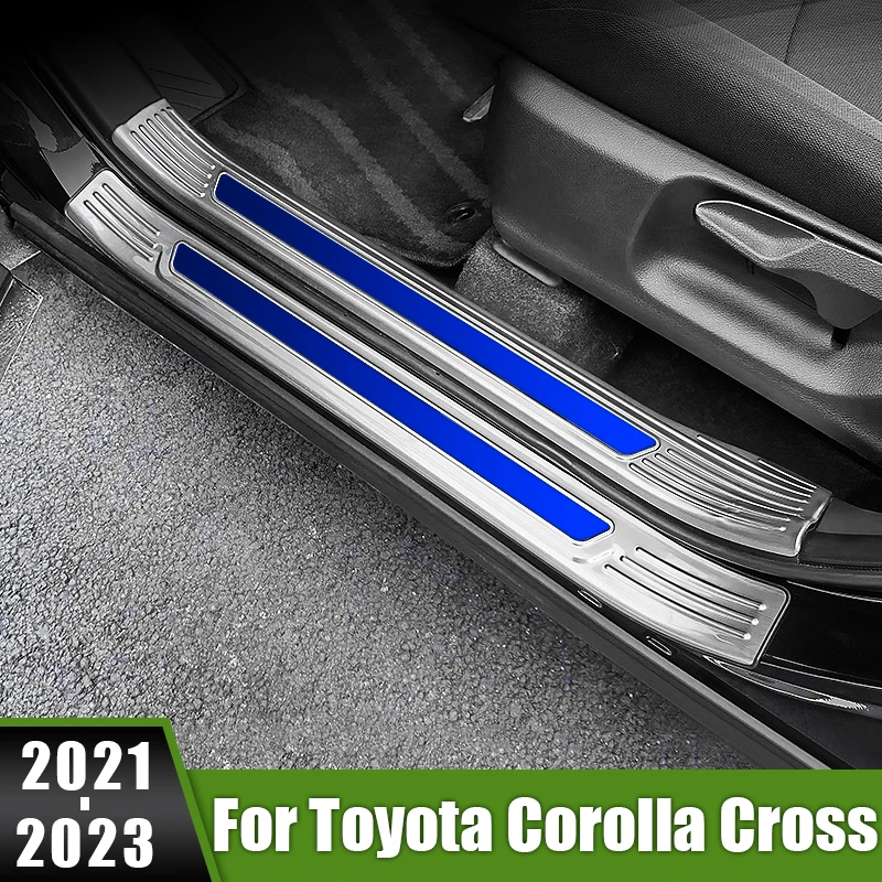 

For Toyota Corolla Cross XG10 Hybrid 2021 2022 2023 Car Door Sill Protector Threshold Scuff Plate Welcome Pedals Covers Trims