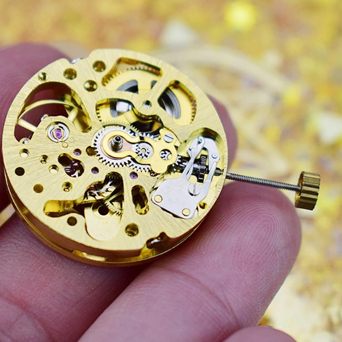 CLCUV Gold Skeleton 2004 Movement Ordinary Pendulum Adjustment Radiation Pattern Fully Automatic Watch Movement