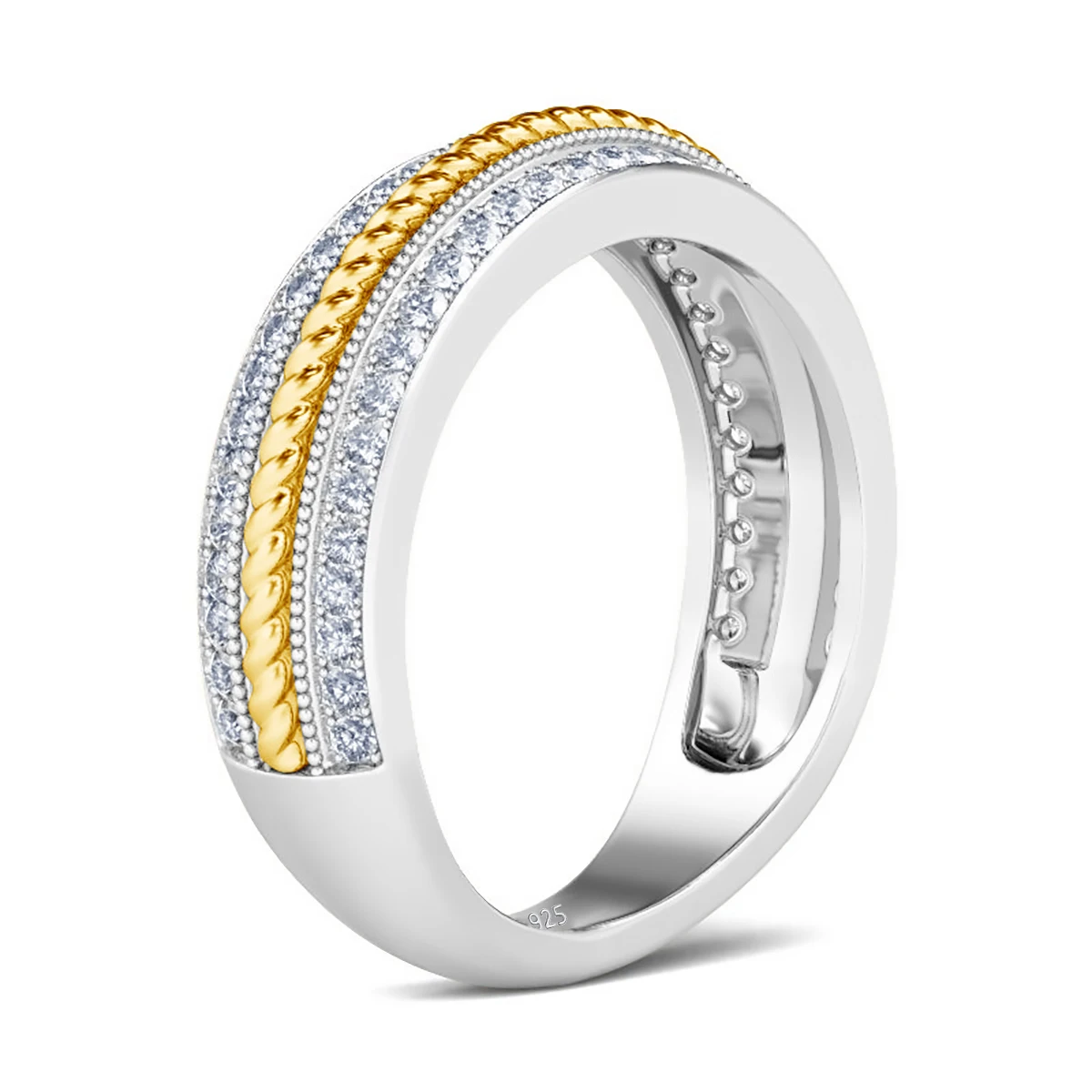 

18K Gold Plated 925 Silver Rings For Women Full Moissanite Inlaid Luxury Sparkling Jewelry Engagement Wedding Party Fashion Gift