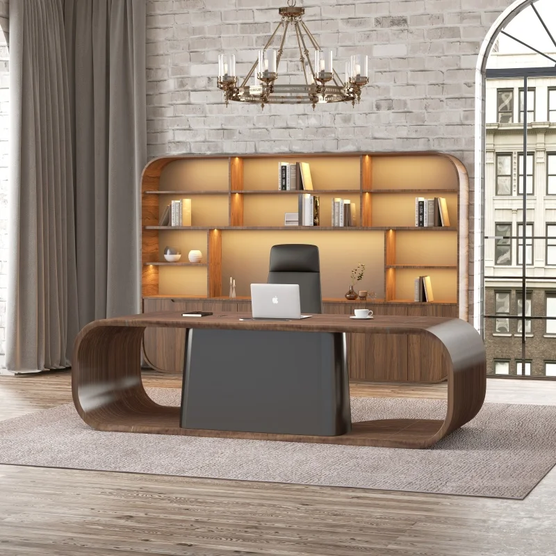 CEO Desk,Luxury Modern Office Furniture Executive Office Table Light CEO Desk Commercial Modular Executive Office Table With LED