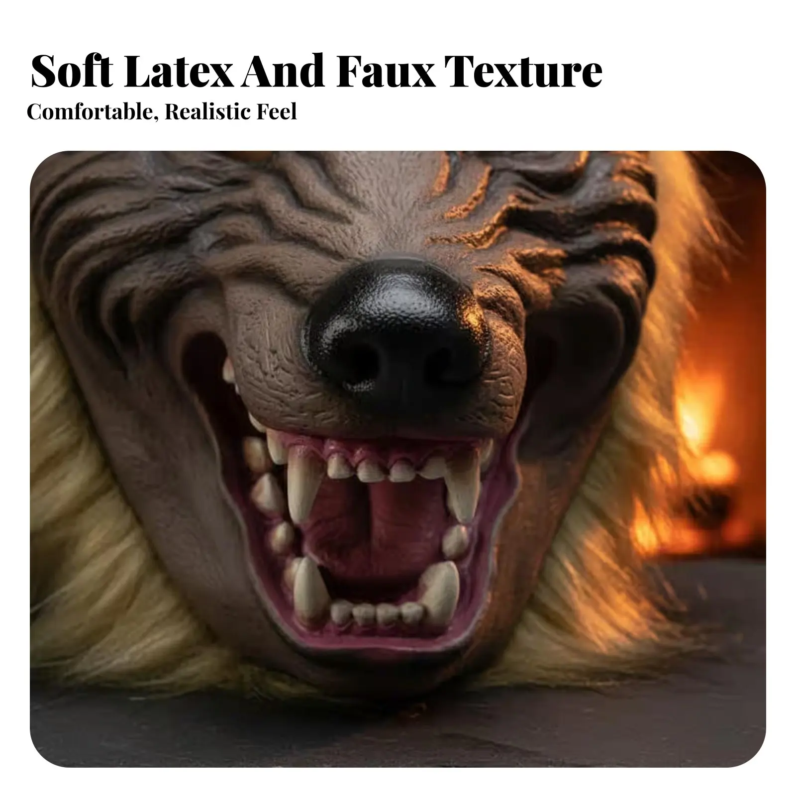 

Werewolf Face Covering and Gloves Scary Design Werewolf Costume Kit Full-Head Coverage Ry Features for Party-Goers