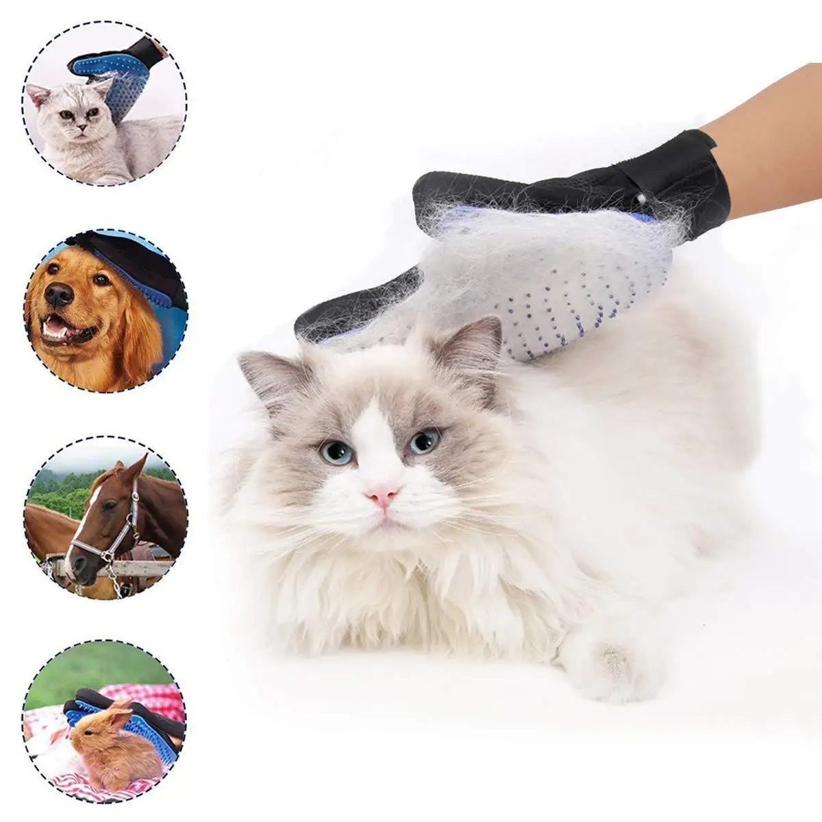 

Cat Glove Cat Grooming Glove Pet Brush Glove for Cat Dog Hair Remove Brush Dog Deshedding Cleaning Combs Massage Gloves Blue Red