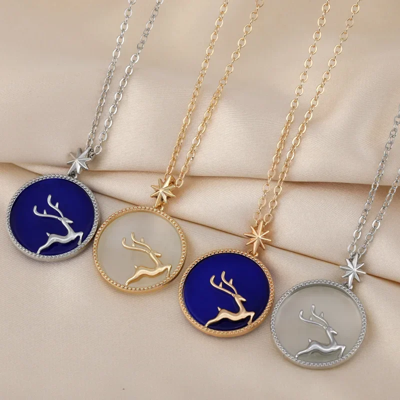 قلادة الغزلان على شكل نجمة مثمنة هي سلسلة سترة متعددة الوظائف وعصرية للنساء