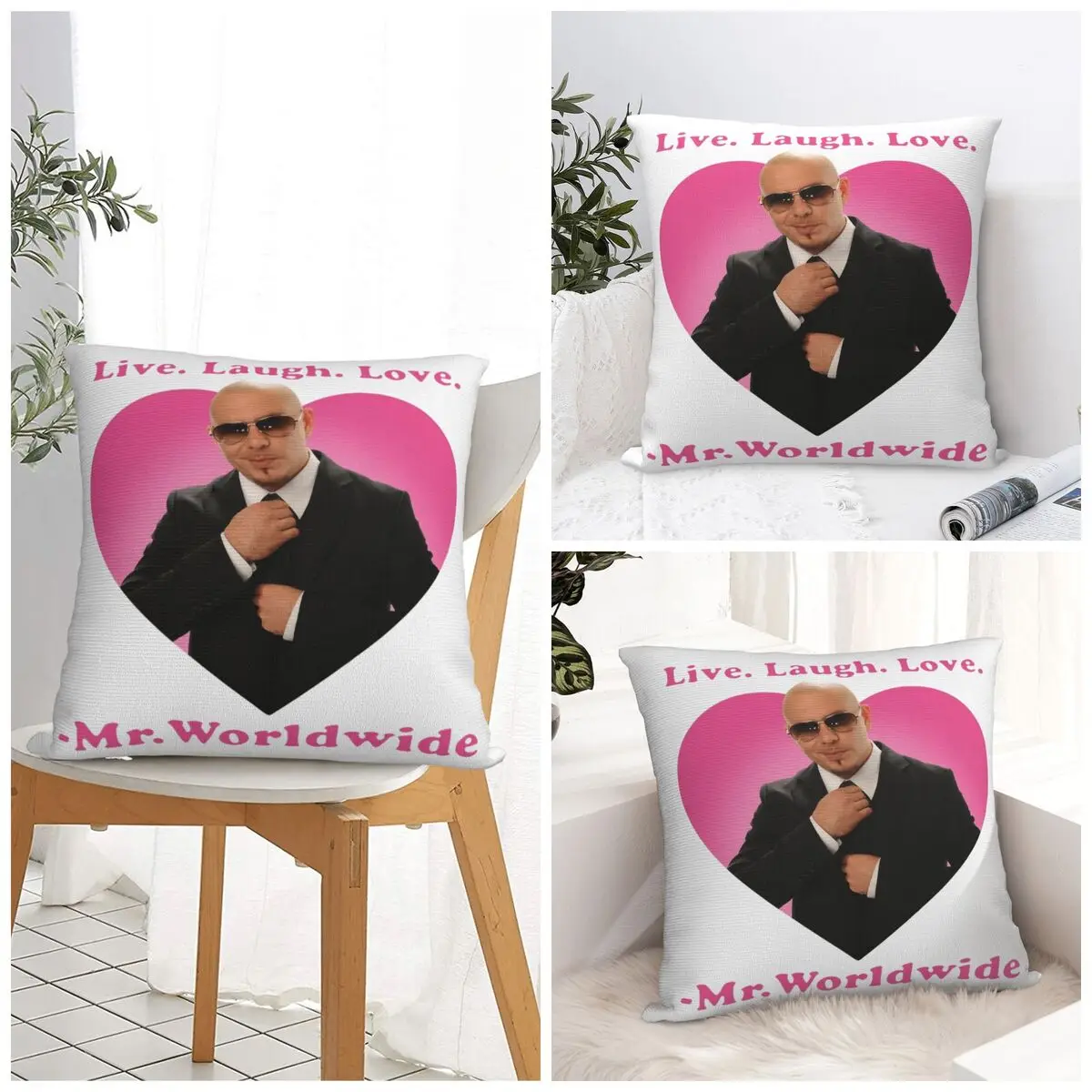 Mr Worldwide Pitbull Pillow Cover Square Pillow Case Cushion Cover Novelty Pattern Pillowcases For Sofa Home Decorative
