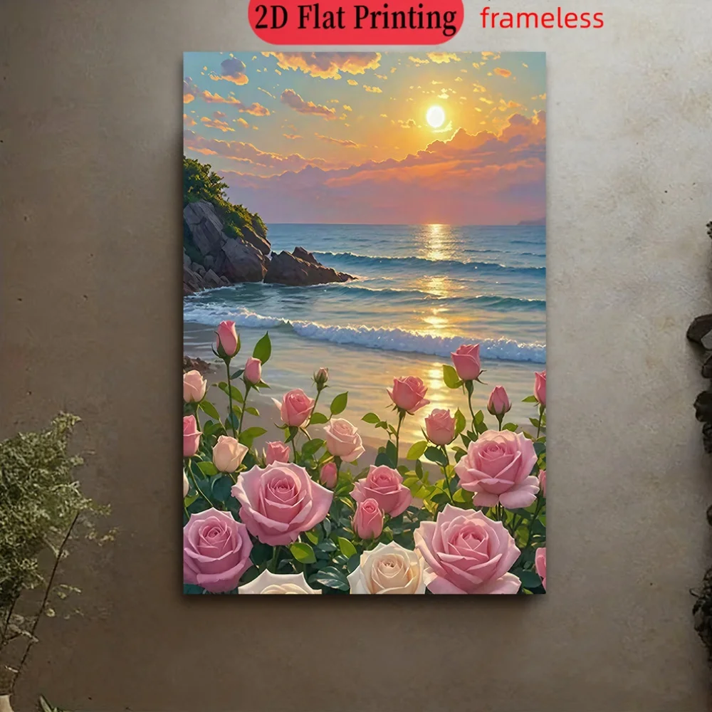 500/1000/1200/2000PCS Puzzles for Adults Sunset Seaside Rose,Jigsaw Puzzles Brain Challenge Game Gift Home Decor