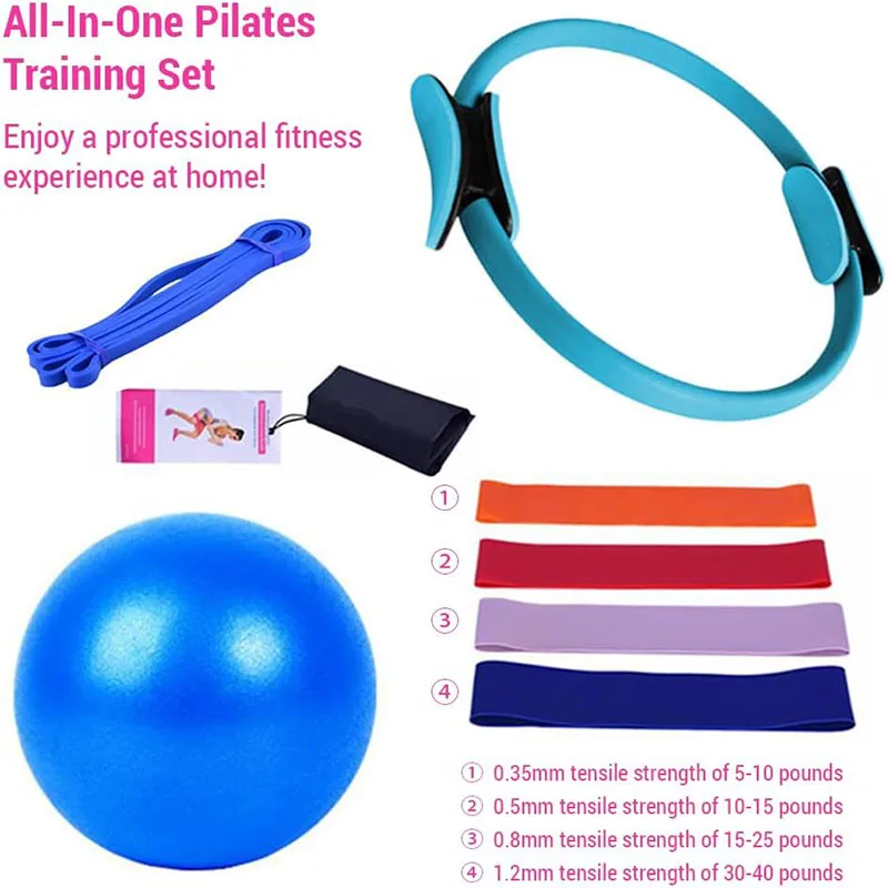 12 in 1 Pilates Kit Pilates Equipment for Home Workouts Pilates Ring and Ball Set Resistance Bands Yoga Accessories For Home