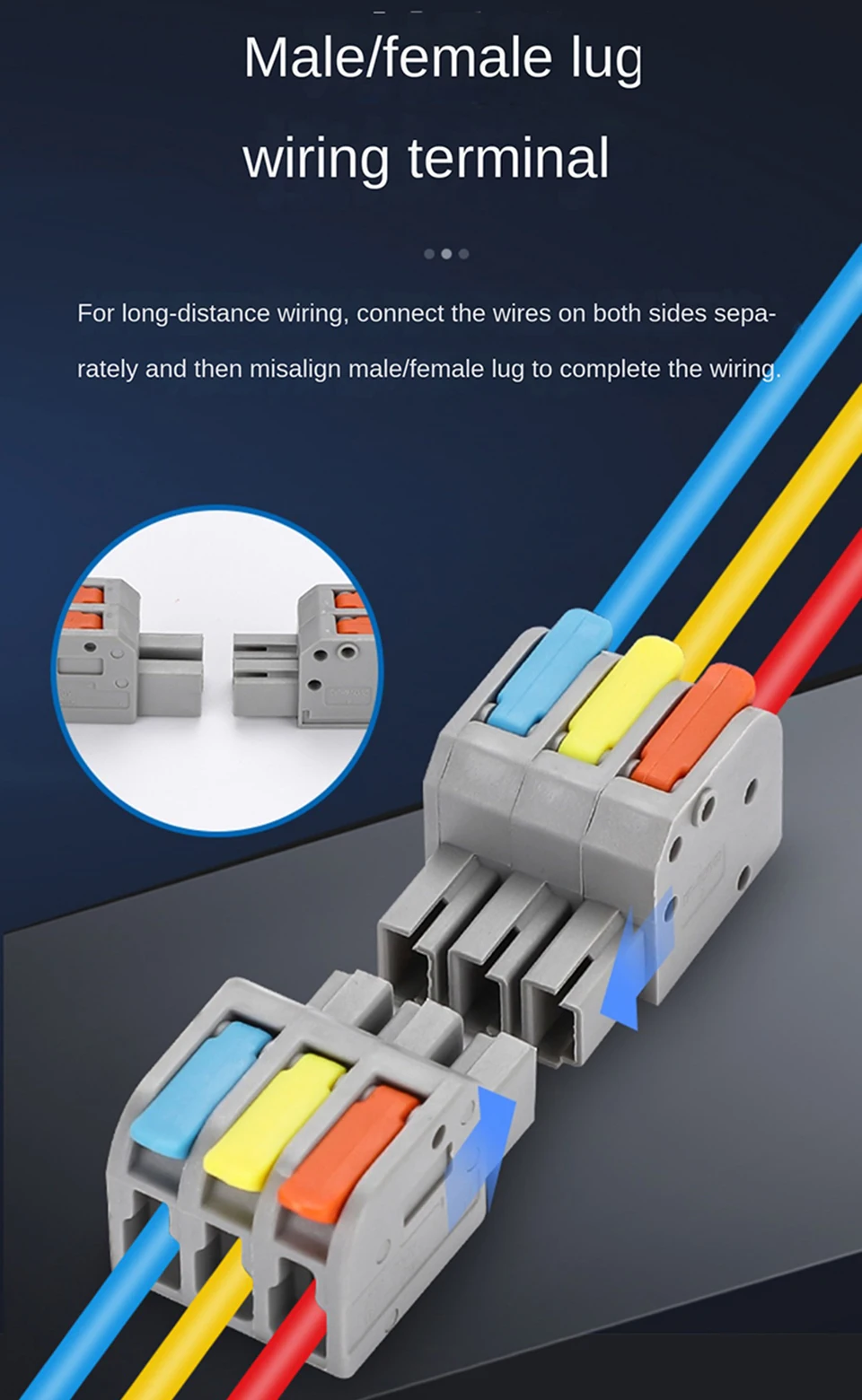 10PCS Docking Mini Schnell Draht Stecker Universal Kompakte Elektrische Verdrahtung Anschlüsse Push-in Butt Leiter Terminal Block – Detail 2