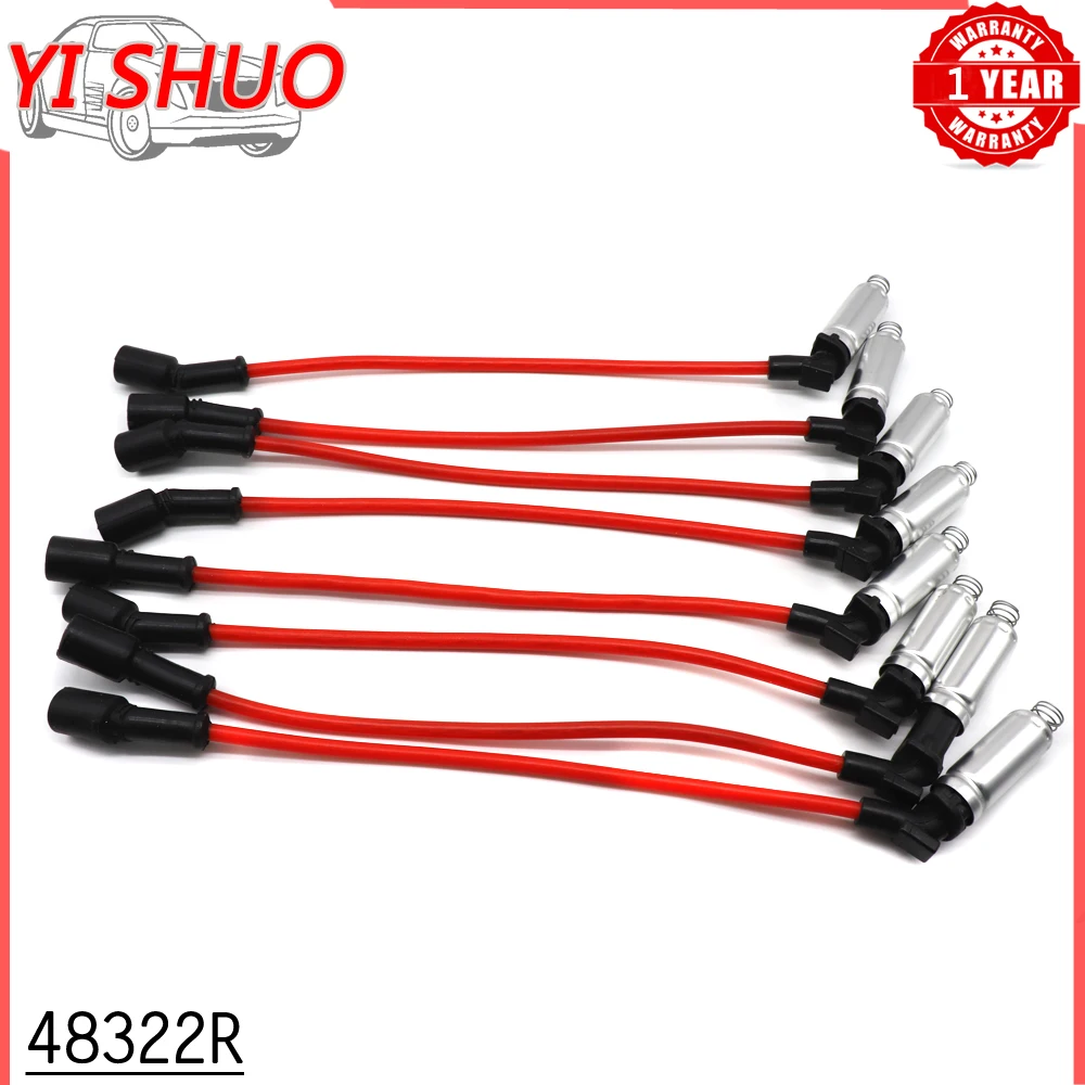 8pcs Ignition Spark Plug Wire Kit Set Cable 48322R For Chevrolet Silverado Tahoe GMC Savana Sierra Hummer H2 H3 Isuzu Ascender