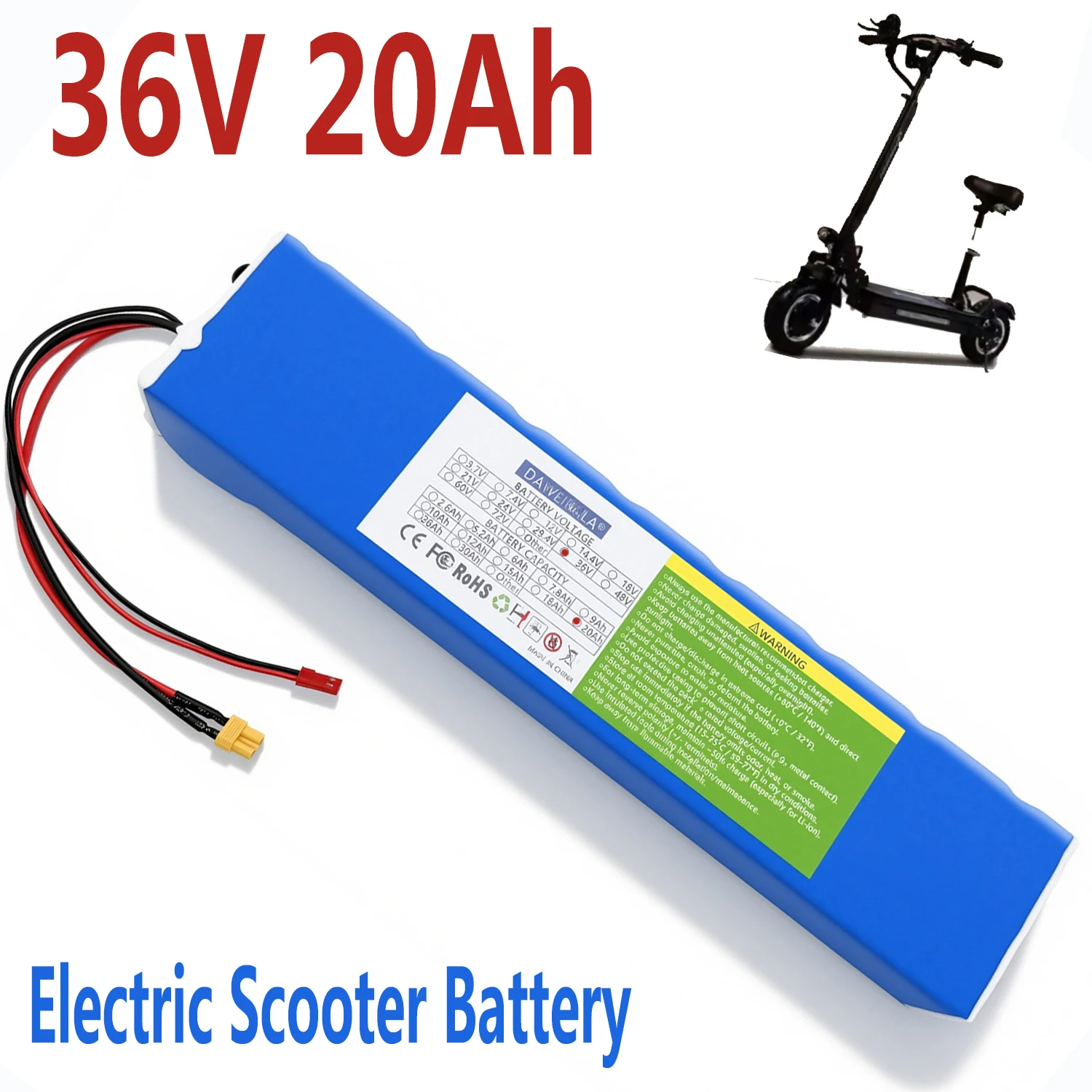 

new 36V Lithium Li-ion Battery 36V 10S4P 20Ah 18650 Battery Pack 250-750W 30A BMS Electric Scooter 42v Electric Scooter Battery