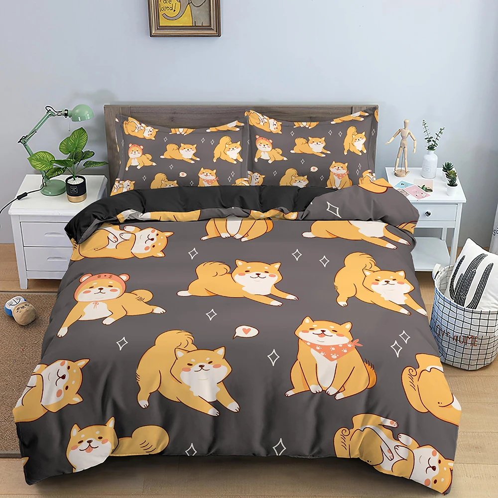 Dachshund Dog Bedding Set Cute Colorful Puppy Duvet Cover Cartoon Bed Cover Pet Dog King Queen Full 2/3PCS Quilt Cover