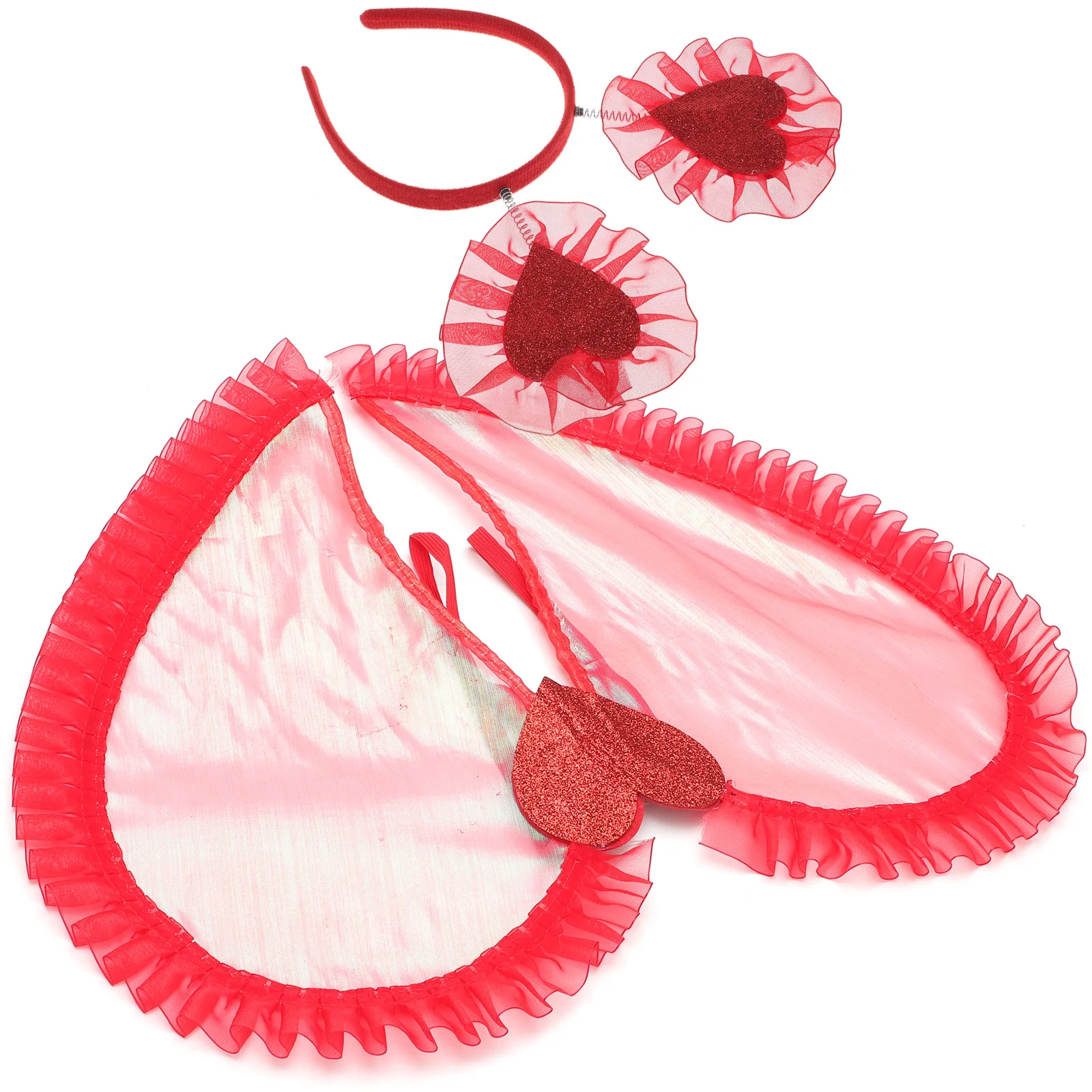 1 ชุดปีกนางฟ้าสำหรับเด็ก ที่คาดผมคอสเพลย์สำหรับเด็กผู้หญิง อุปกรณ์ประกอบชุดแฟนซี ปีกนางฟ้าสีขาวสำหรับงานปาร์ตี้ฮาโลวีน ชุดนางฟ้าสำหรับเล่นบทบาทสมมติ