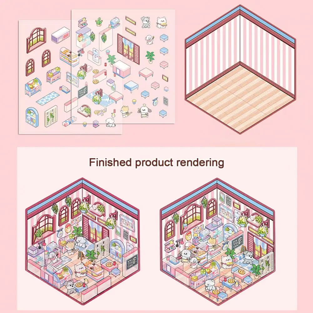 Наклейки с мультяшным домом, 3d наклейки с домом для проектов «сделай сам», забавные мультяшные сцены для взрослых, детей, миниатюрные наклейки для снятия стресса