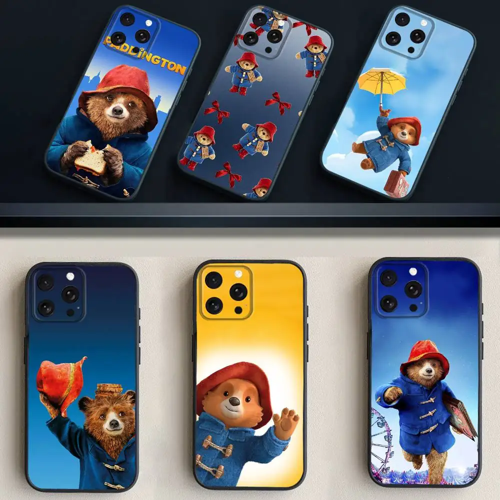 

C-Cute Paddington B-Bear-S Phone Case For iPhone 17,16,15,14,13,12,11 Plus,Pro Max,XS,X,XR,SE,Mini,8,7,Soft Silicone Black Cover