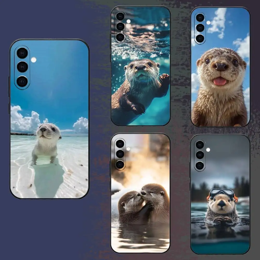 

Fluffy And Adorable Sea Otters Phone Case For Samsung Galaxy A73,A72,A71,A70,A52,A51 Others Soft Black Cover