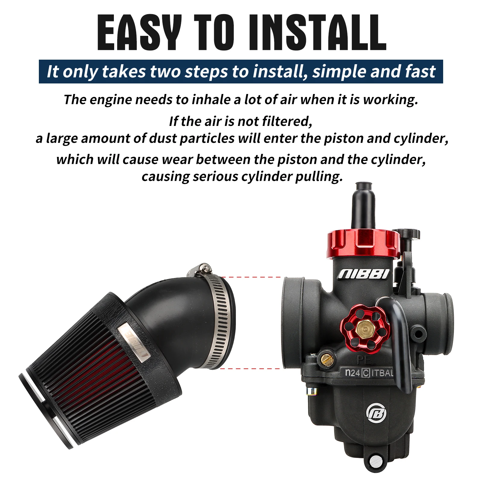 NIBBI PE Carburetor Set With CNC Air Filter PE24/26/28/30mm Power Carb Jets for Yamaha Honda Suzuki 2T4T Motorcycle ModifiedPart - Image 3