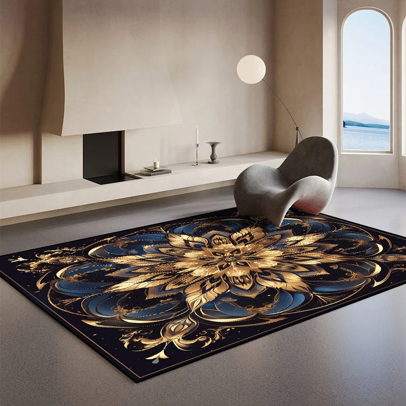 

Golden Pattern Large Living Room Carpet Luxury Style Home Decor Big Size Rugs Bedroom Non-slip Floor Mats Customizable Alfombra