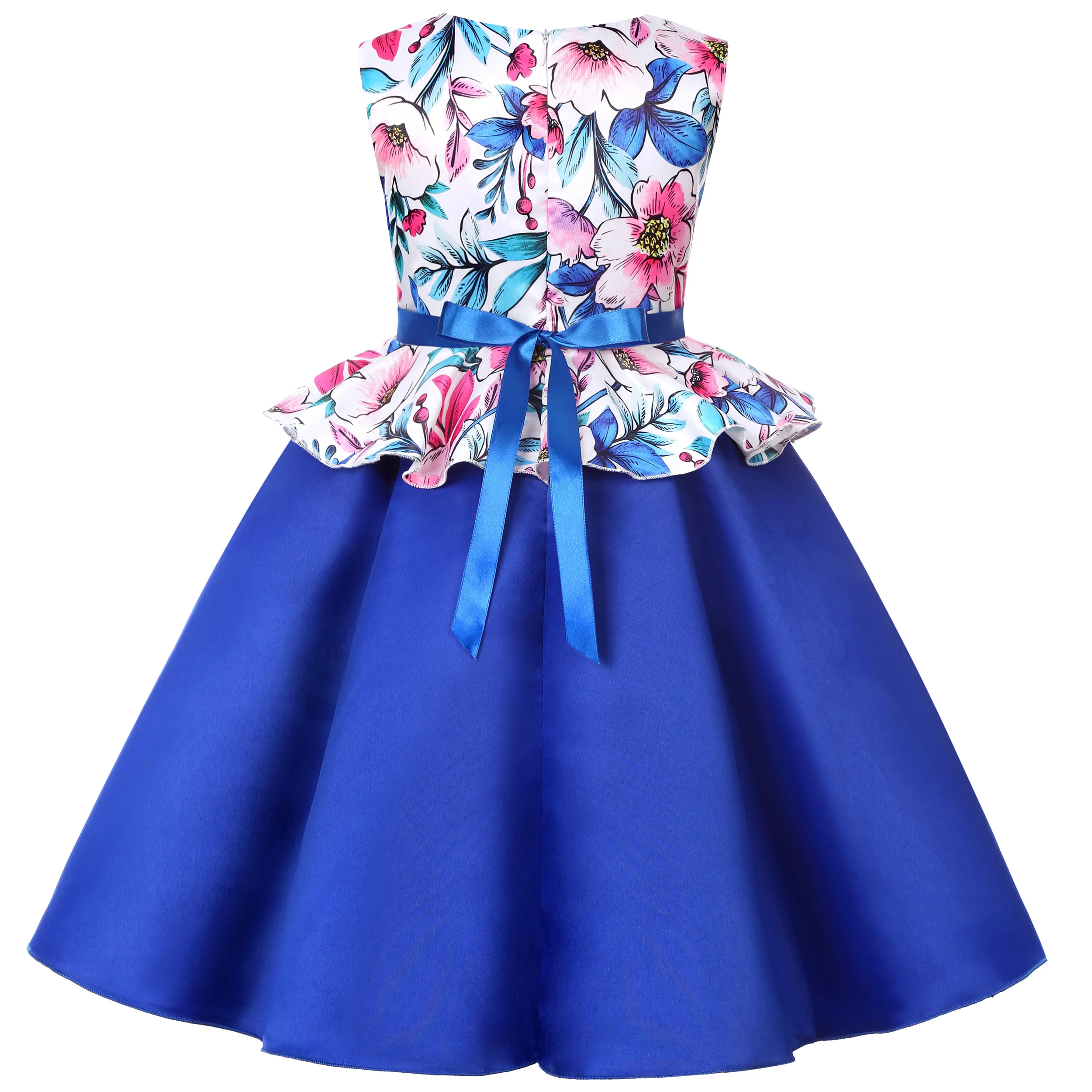Fashion floral-patterned girls' dress - Princess-style beauty pageant gown - Birthday celebration graduation ball gown