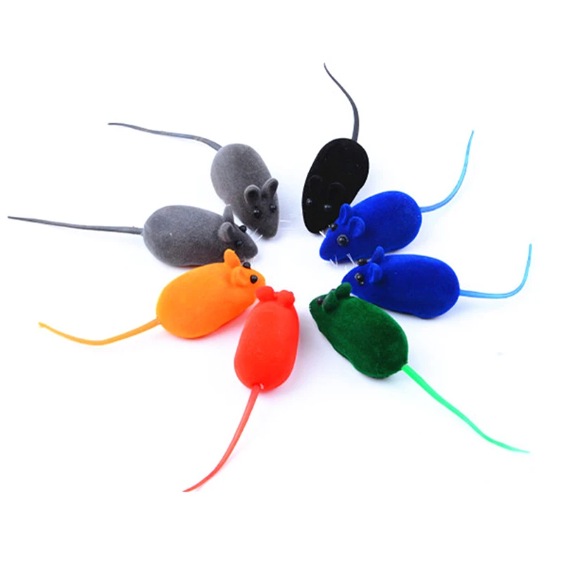 1Pcs Funny Realistic Plush Rubber Mouse Toy Sound Mouse Model Playing Teasing Cats Dogs Pet Interactive Toy Gifts Color Randomly