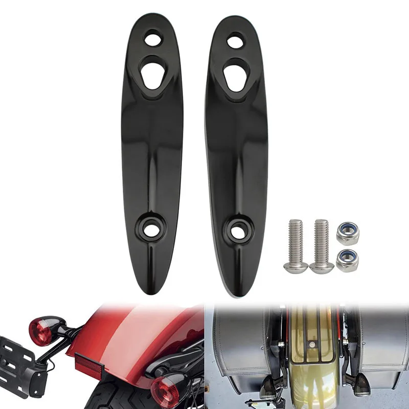 For Harley Softail Fat Boy FLFB 2000-2016 2017 2018 2019 2020 Pair Rear Turn Signal Relocation Kit Extension Bracket Black