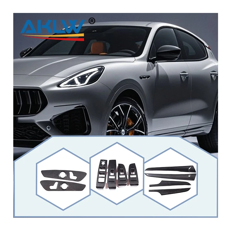 

Real Carbon Fiber Inner Door Panel Sticker Seat Adjustment Button Mounting Cover for Maserati Grecale Car Interior Accessories
