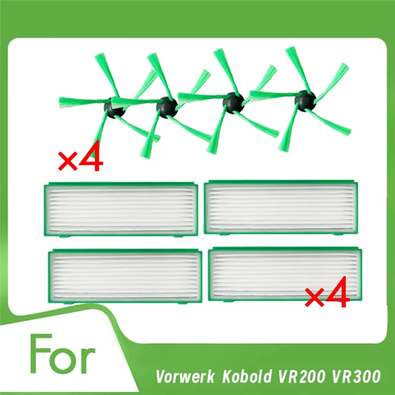 Filtro hepa de escova lateral para vorwerk kobold vr200 vr300, acessórios para aspirador de pó ultra duráveis