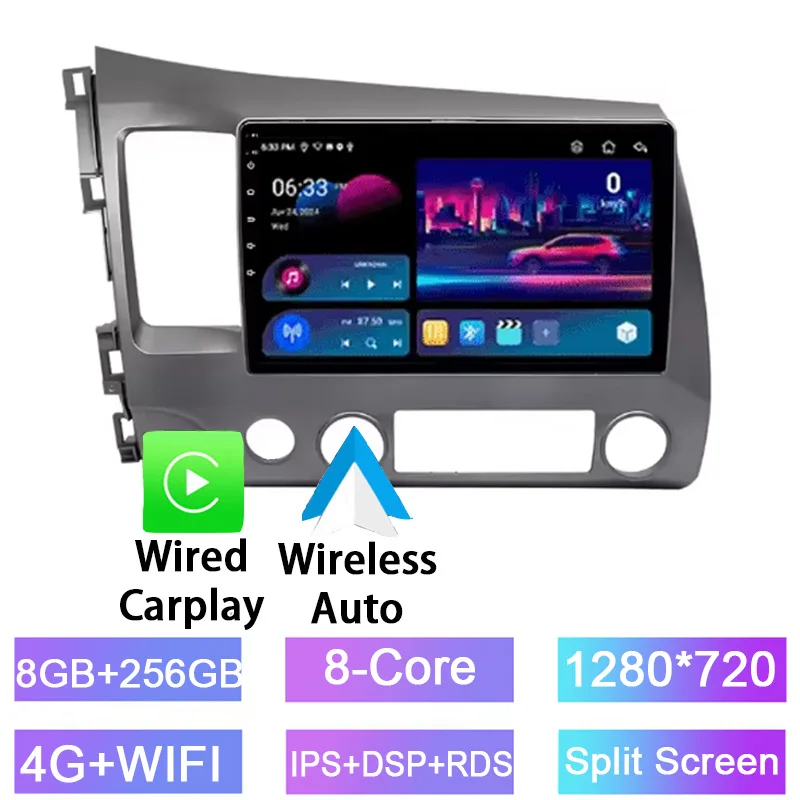 

Android car radio for Honda Civic 8 2005-2012 stereo screen Carplay Android Auto Bluetooth GPS Navigation FM radio 10.1’’