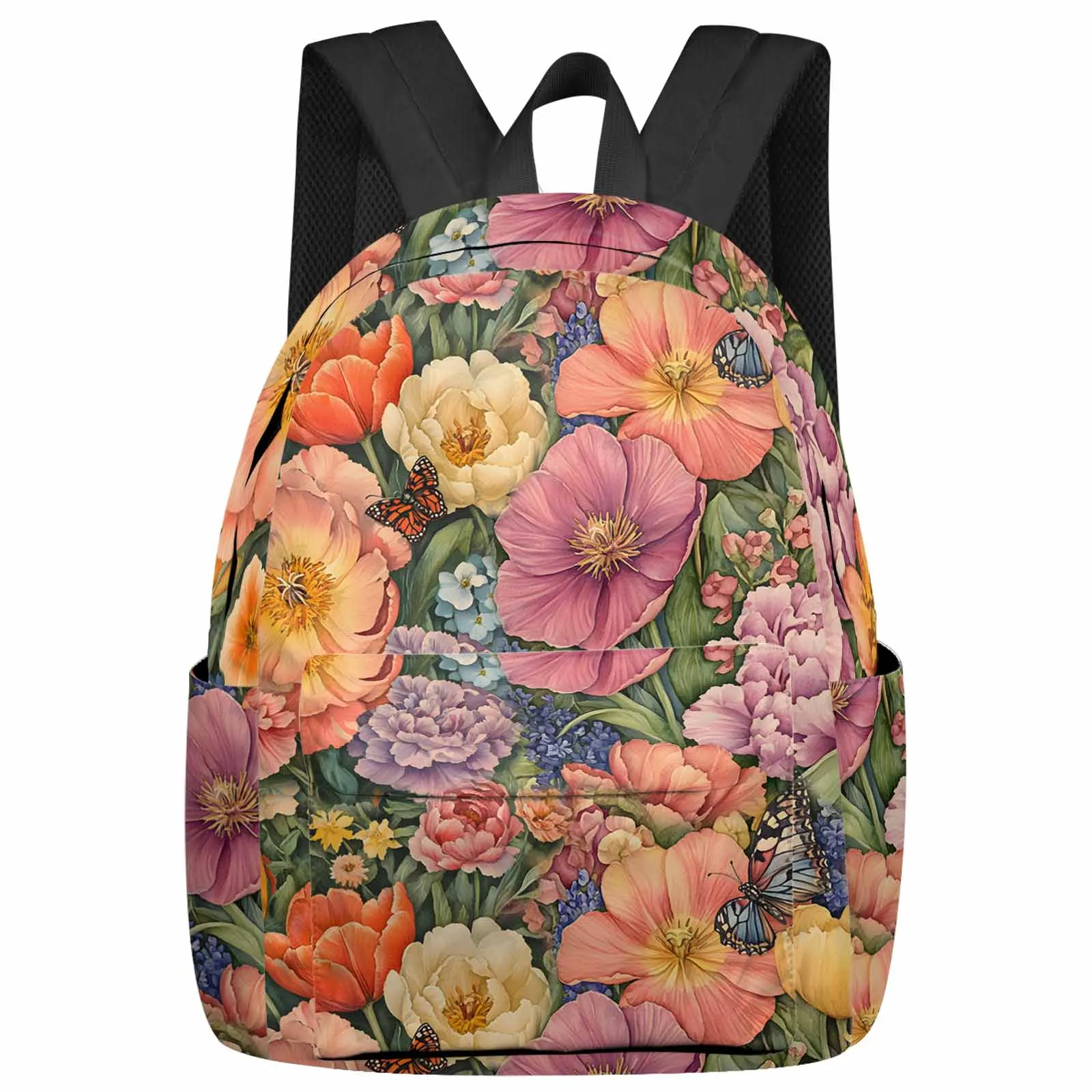 

Summer Peony Tulip Illustration Backpacks Teenagers Student School Bags Men Women Travel Mochila