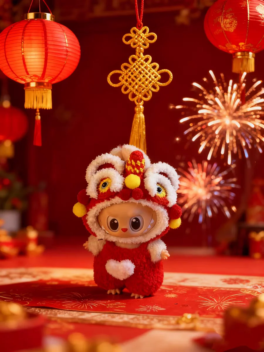 

For Labubu reference New Year Outfit 17cm 1/2/3 Gen Guangdong Lion Dance Doll Clothes Change Accessory