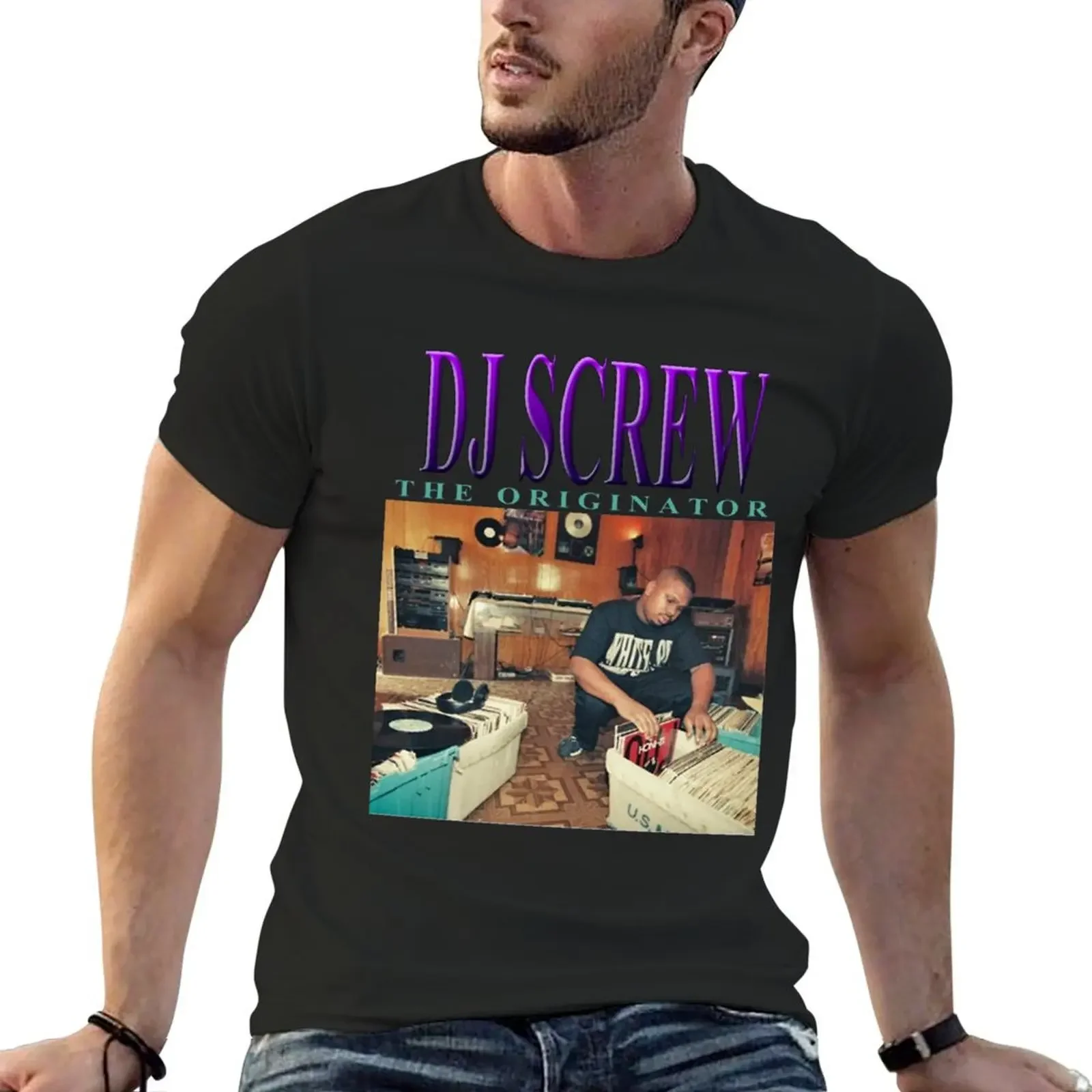 DJ SCREW THE ORIGINATOR 90's TRIBUTE T-Shirt animal prinfor boys vintage t shirts Short sleeve tee men