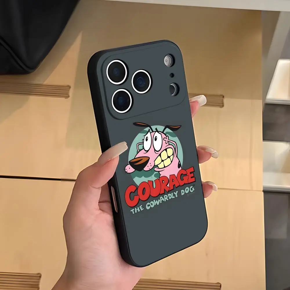 Coque de téléphone C-Cowardly Dog, étui souple noir pour IPhone 17 Air 16 E Pro Max 15 14 13 Mini 12 Pro 11 Max Plus