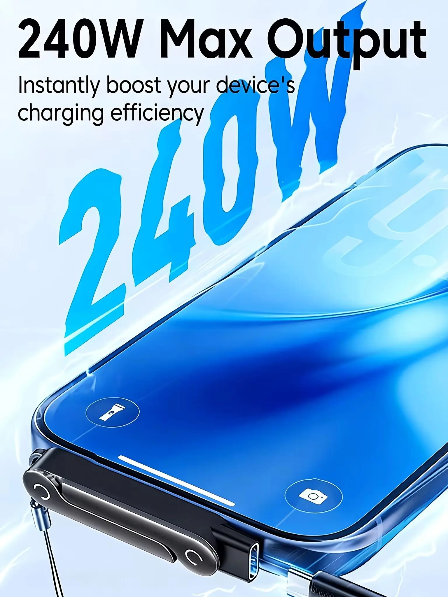 Ładowarka USB-C 240W z podwójną funkcją i składaną podstawką do szybkiego ładowania urządzeń mobilnych, ergonomiczne wsparcie dla telefonów i tabletów. — 2