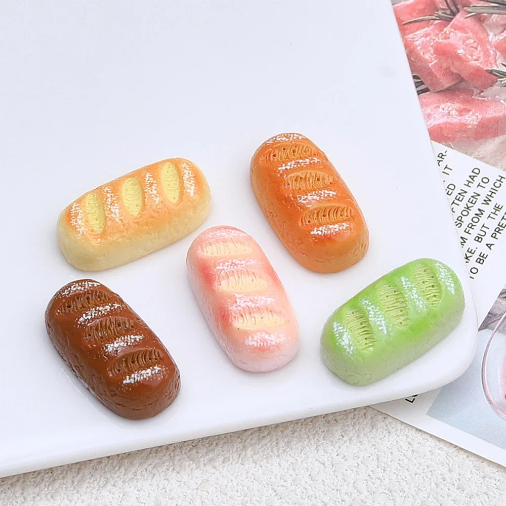 10PCS Shiny Baguette Bread Series Miniature Flat Back Resin Cabochons For Hairpin Scrapbooking DIY Home Decor Craft Accessories