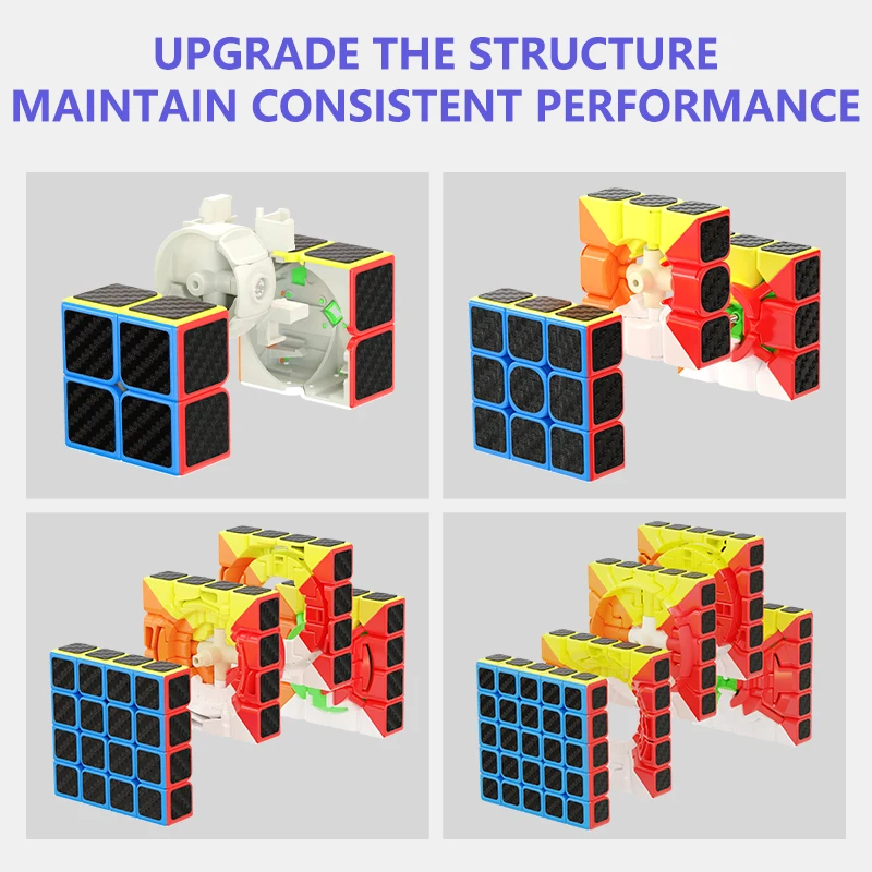 sengso Speed Cube 3x3 | Carbon Fibre Sticker Cube - Turn Smooth Cube Professional Fast Puzzle Cube for Competition Kids & Adults