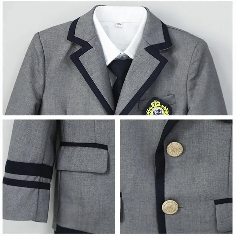 Uniforme scolastica per bambini Ragazze Coreano Giacca blu scuro giapponese Gonna a pieghe Ragazzi Abiti formali Abiti per bambini Set di classe per studenti