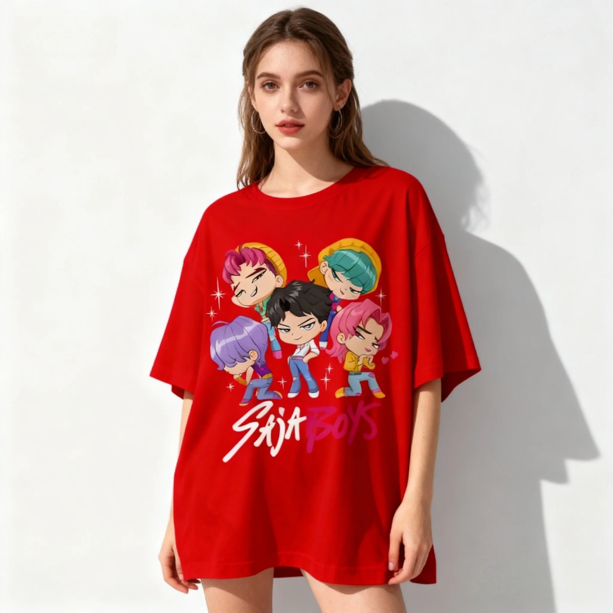 

Summer KPOP Gaza Men's Team Witch Hunting Team T-shirt European and American Street Oversized Adult Women's and Children's Top