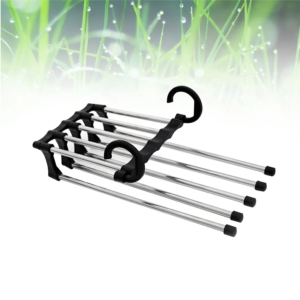

Hanging Wrinkle-Free Pants Rack Black Creative Cabinet Multifunctional Telescopic Stainless Steel Drying Foldable Travel Easy
