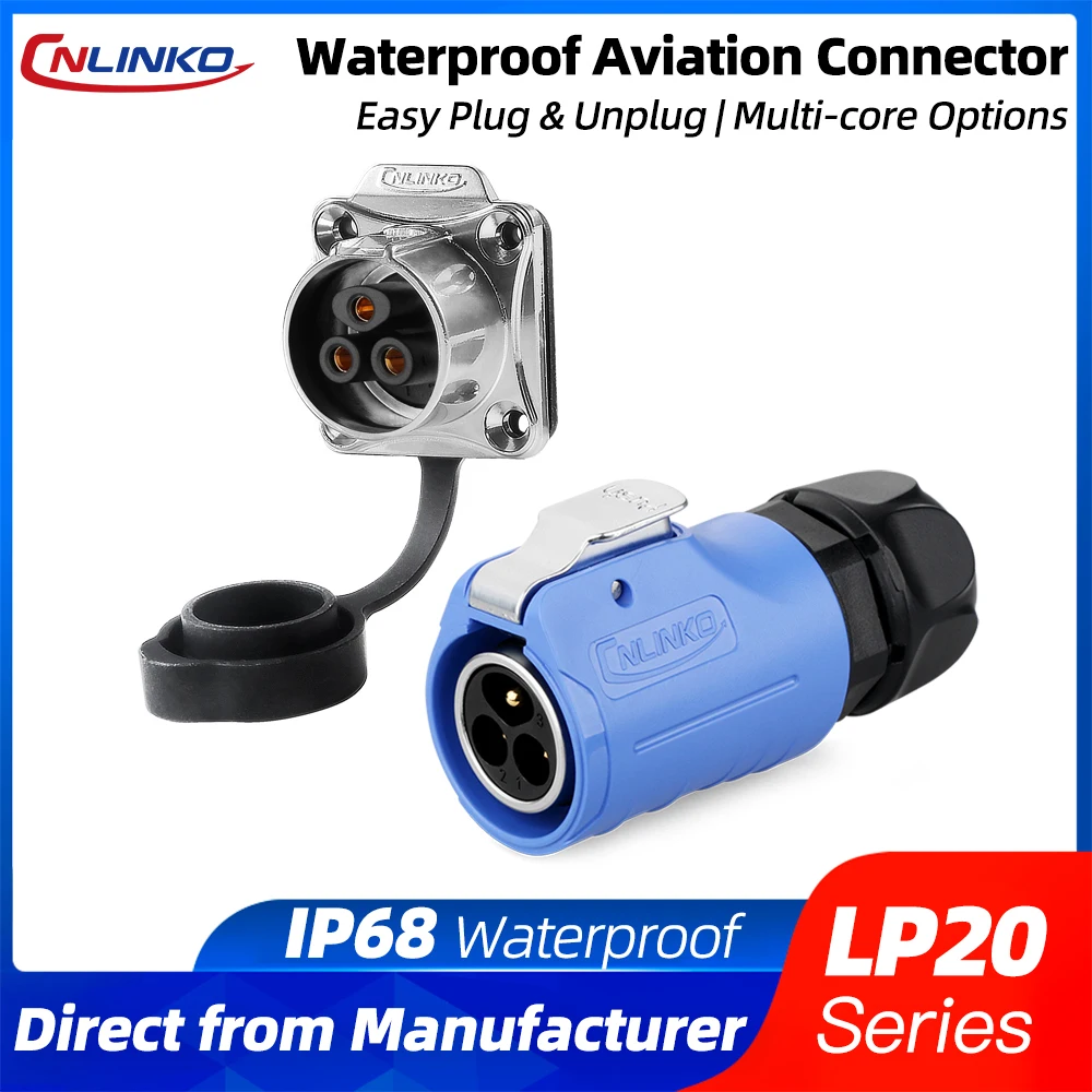 

CNLINKO LP20 IP68 Водонепроницаемый промышленный разъем Quick Lock Коррозионностойкие разъемы кабелей питания для быстрой среды