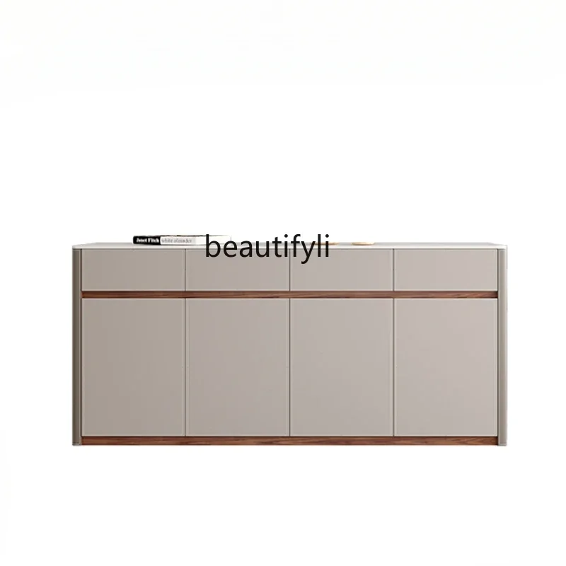 

VVMinimalist saddle leather dining side cabinet living room storage cabinet solid wood porch partition locker