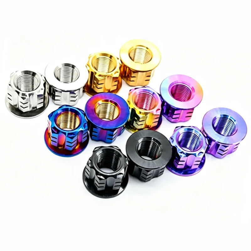

2Pcs TC4 Titanium Alloy Flange Splined Motor Axle Nut M16 M18 M20 For Electric Scooter Hub Motor Refit Replacement Fastener