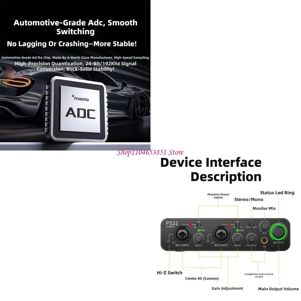 

Plugs and Play Sound Card for Sound Recording Volumes Gains Controls and Headphone Monitoring Easy to Use