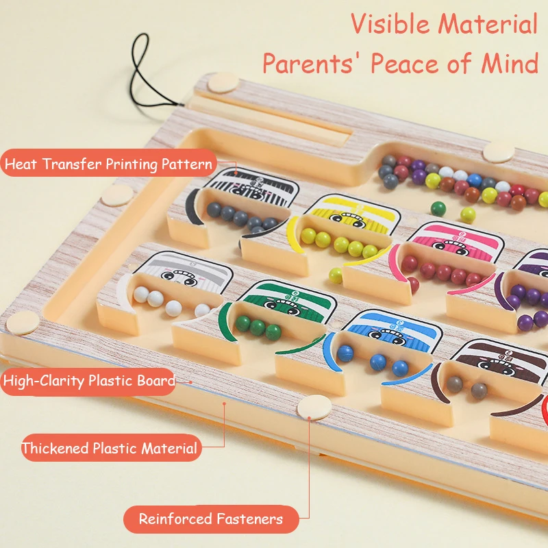แม่เหล็กสีและตัวเลขเขาวงกตของเล่น Montessori, การเรียงลําดับสีไม้จับคู่นับแม่เหล็กกระดานปริศนาสําหรับ 3 + ปี