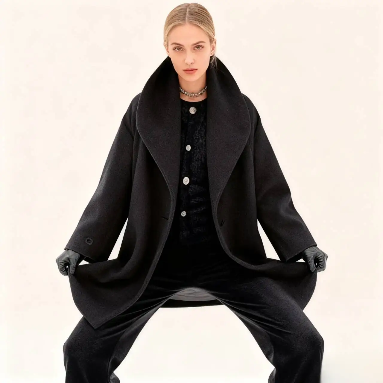 

Wool Blend Coats Womens Woolen Coat Red Winter Chenille Notched Collar Sashed Elegant Mature Classical Style Office Lady Commute