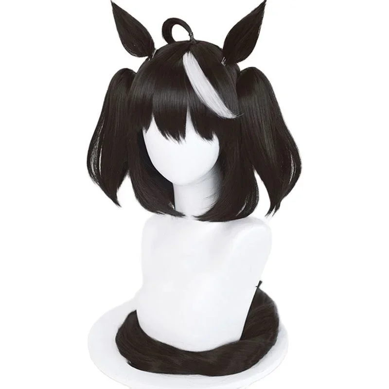 Uma Musume Kitasan Black cosplay wig Uma Musume Pretty Derby cosplay black white wig with bangs ears synthetic hair pelucas