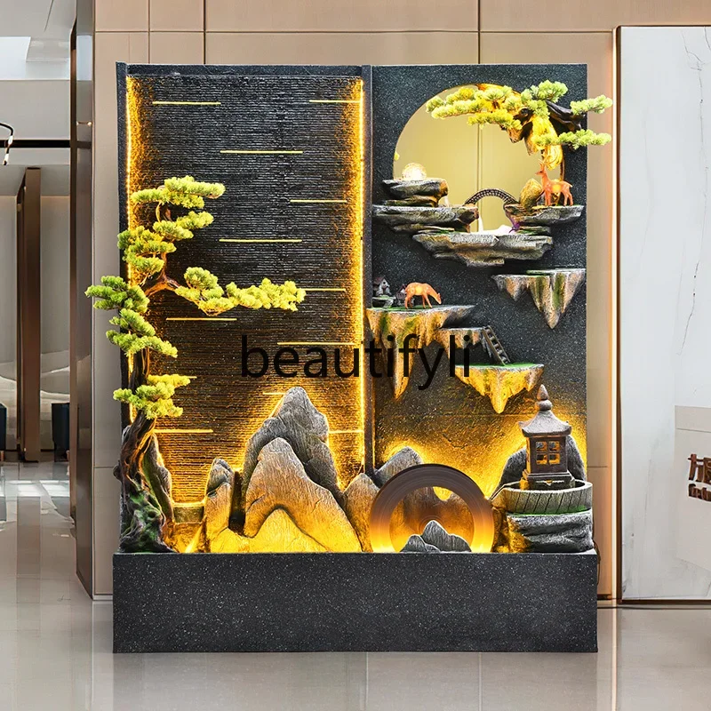 

A48 Water curtain wall, running water wall, double-sided running water screen, rockery, fountain,landscape, partition,lucky orna